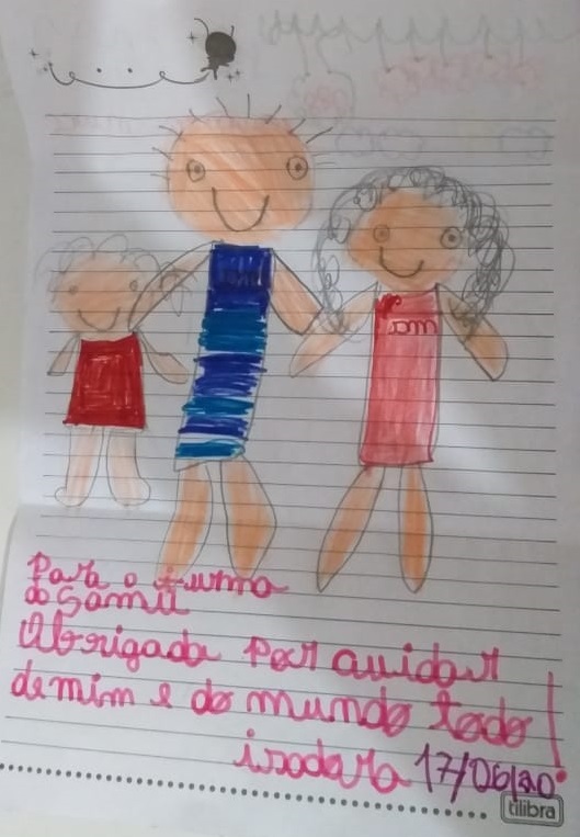 Garota de seis anos escreve carta em agradecimento aos 